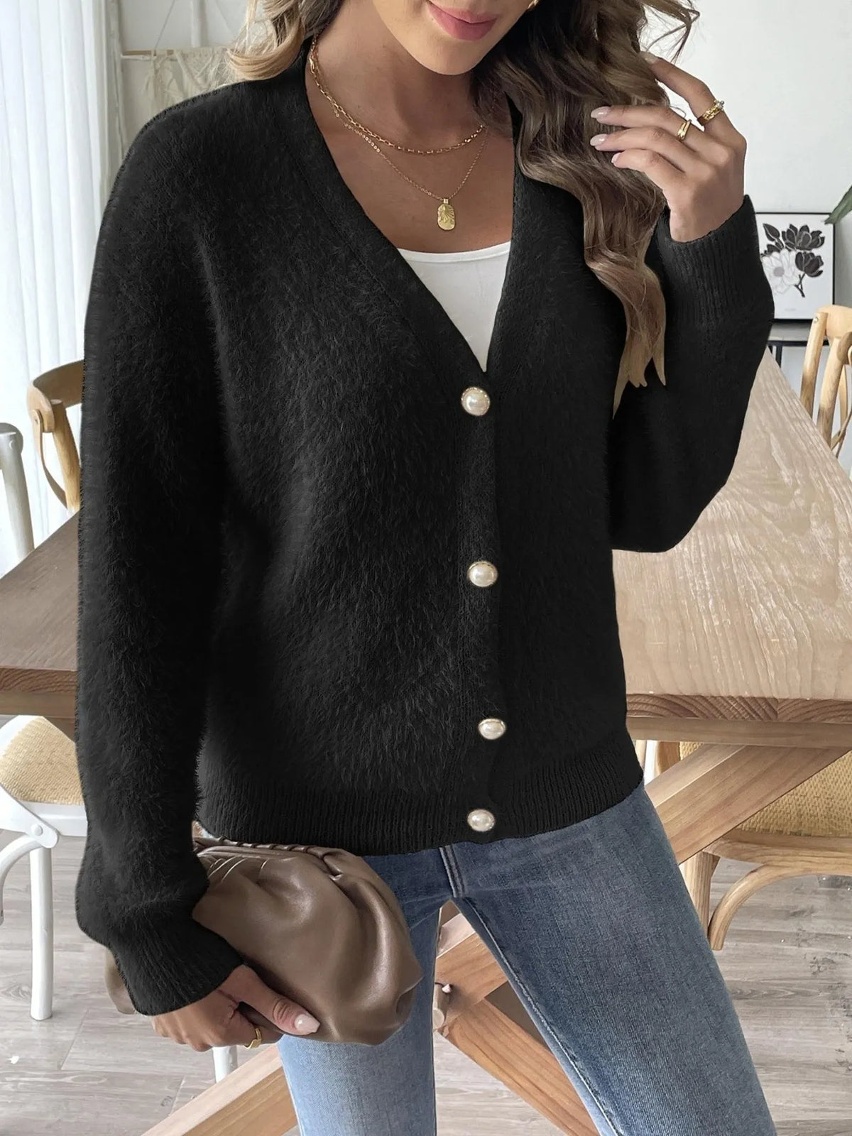 Fuzzy Button-front Cardigan (9)