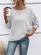 Ribbed Round Neck Long Sleeve Top (7)