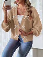 Bow-tie Open Front Knit Cardigan (11)