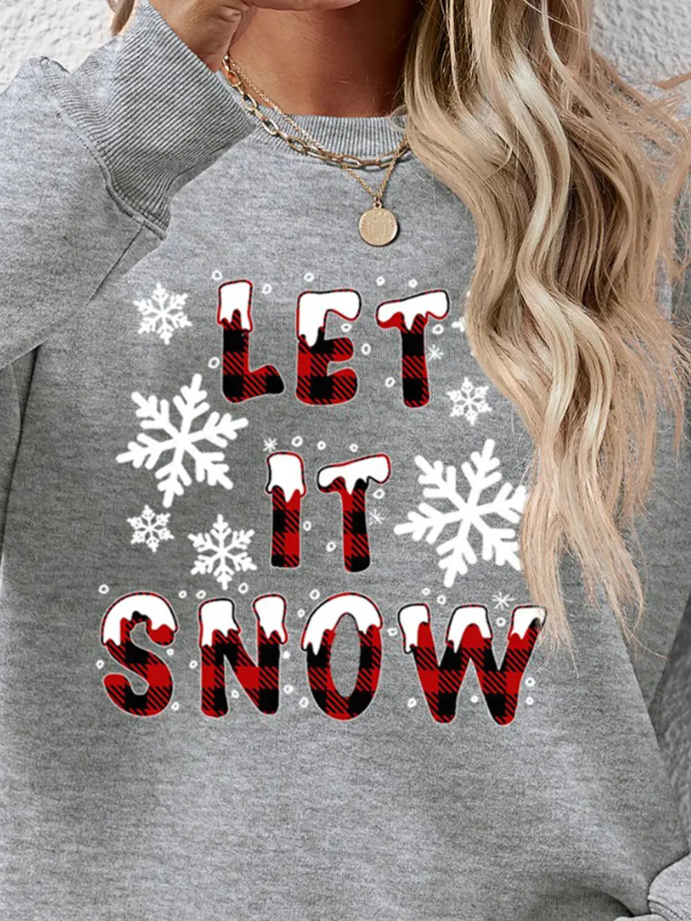 Let It Snow Round Neck Long Sleeve Sweatshirt (8)