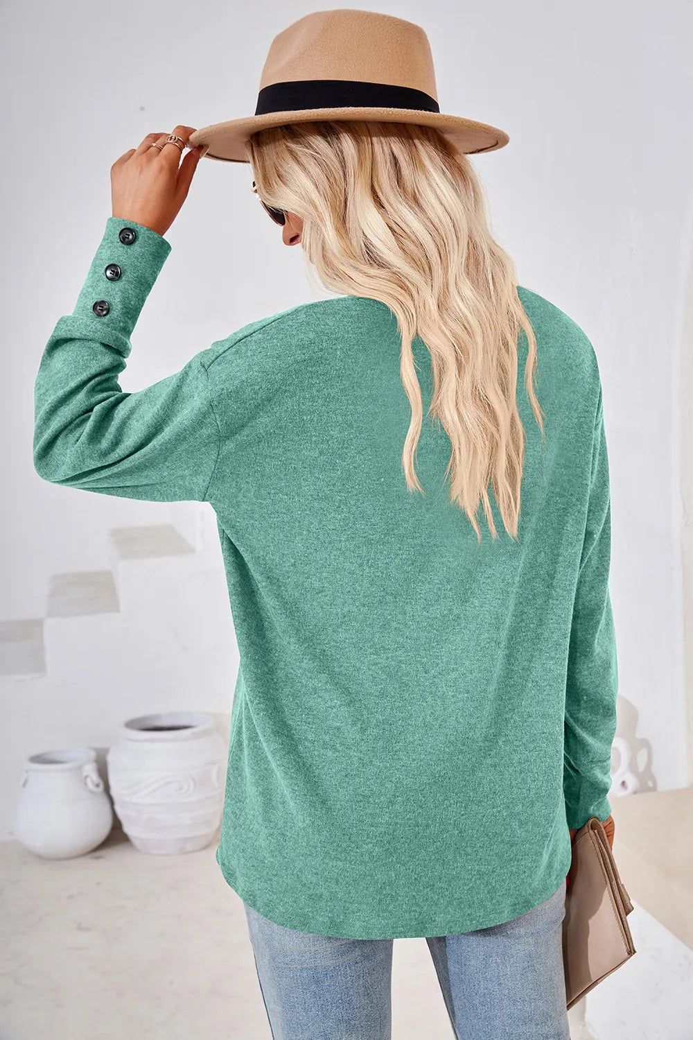 V-neck Dropped Shoulder T-shirt (12)