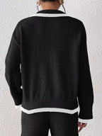 Contrast Trim Polo Collar Sweater (10)