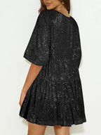 Sequin Round Neck Half Sleeve Mini Dress (23)