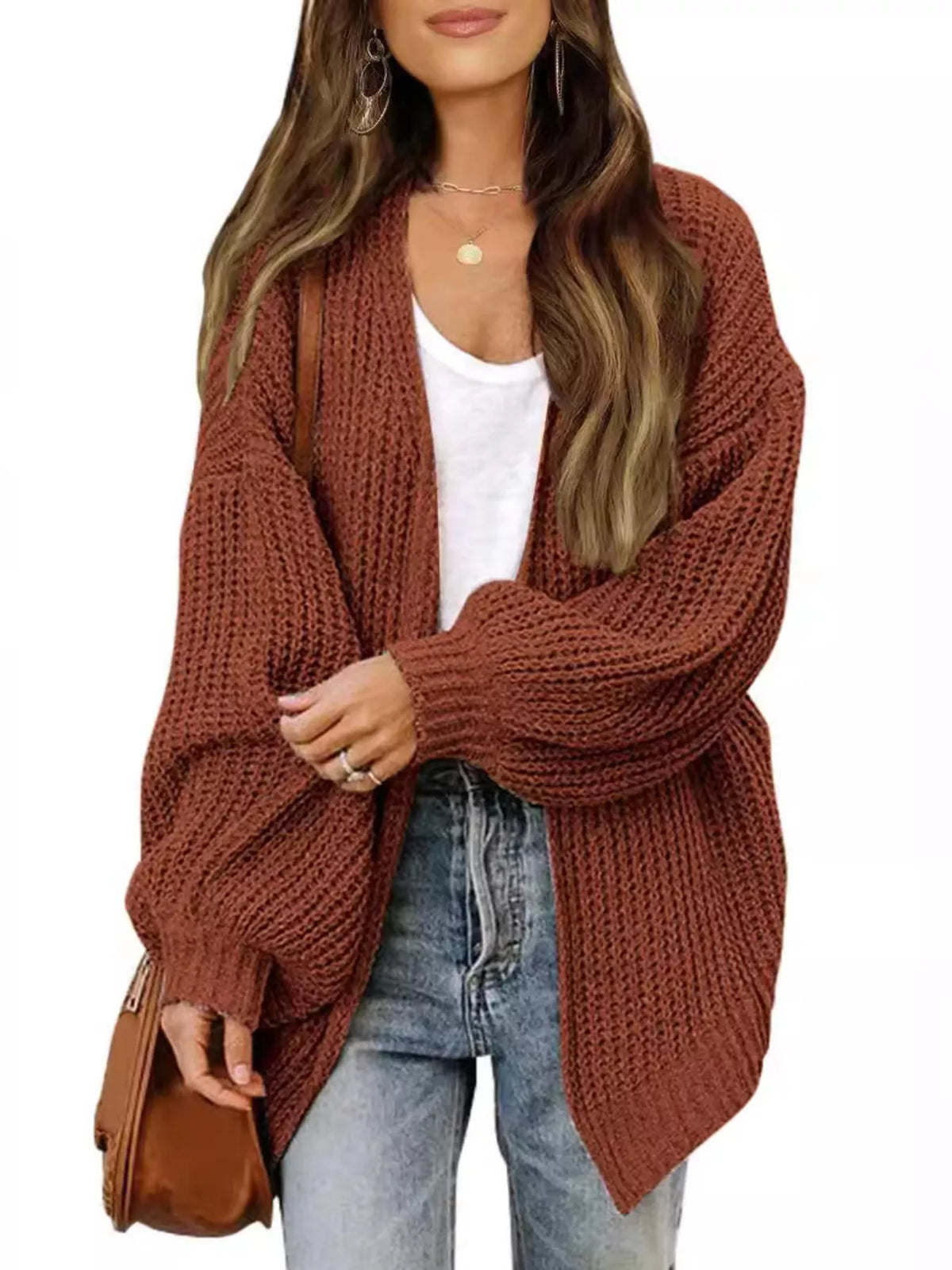 Open-front Chunky Knit Cardigan (8)