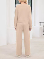 Striped Round Neck Sweatshirt Pants Set (5)