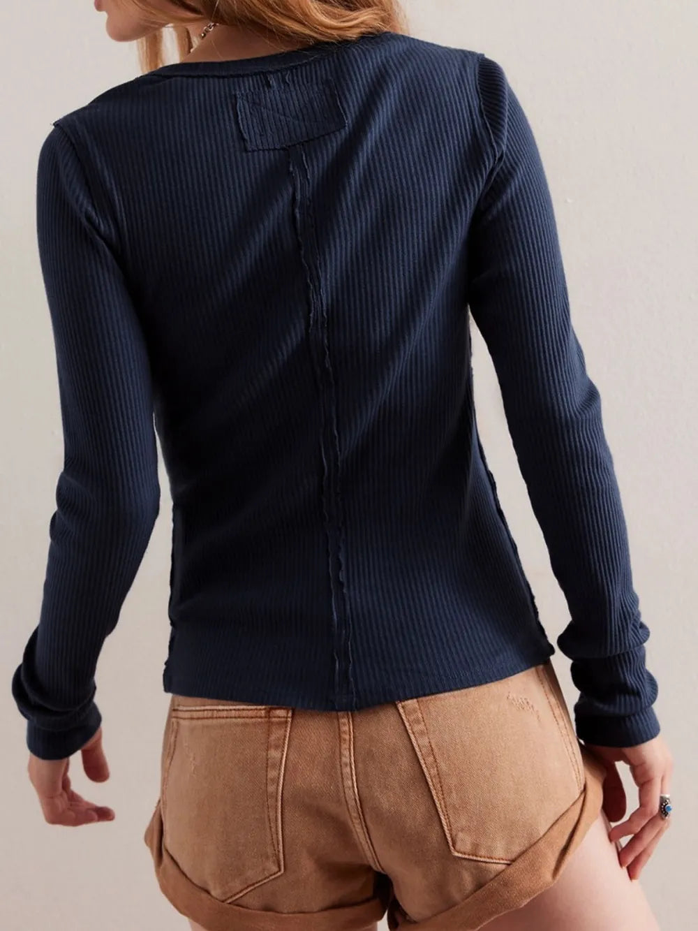Ribbed Round Neck Long Sleeve Top (5)