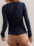 Ribbed Round Neck Long Sleeve Top (5)