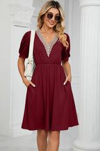 V-neck Puff Sleeve Dress (4)