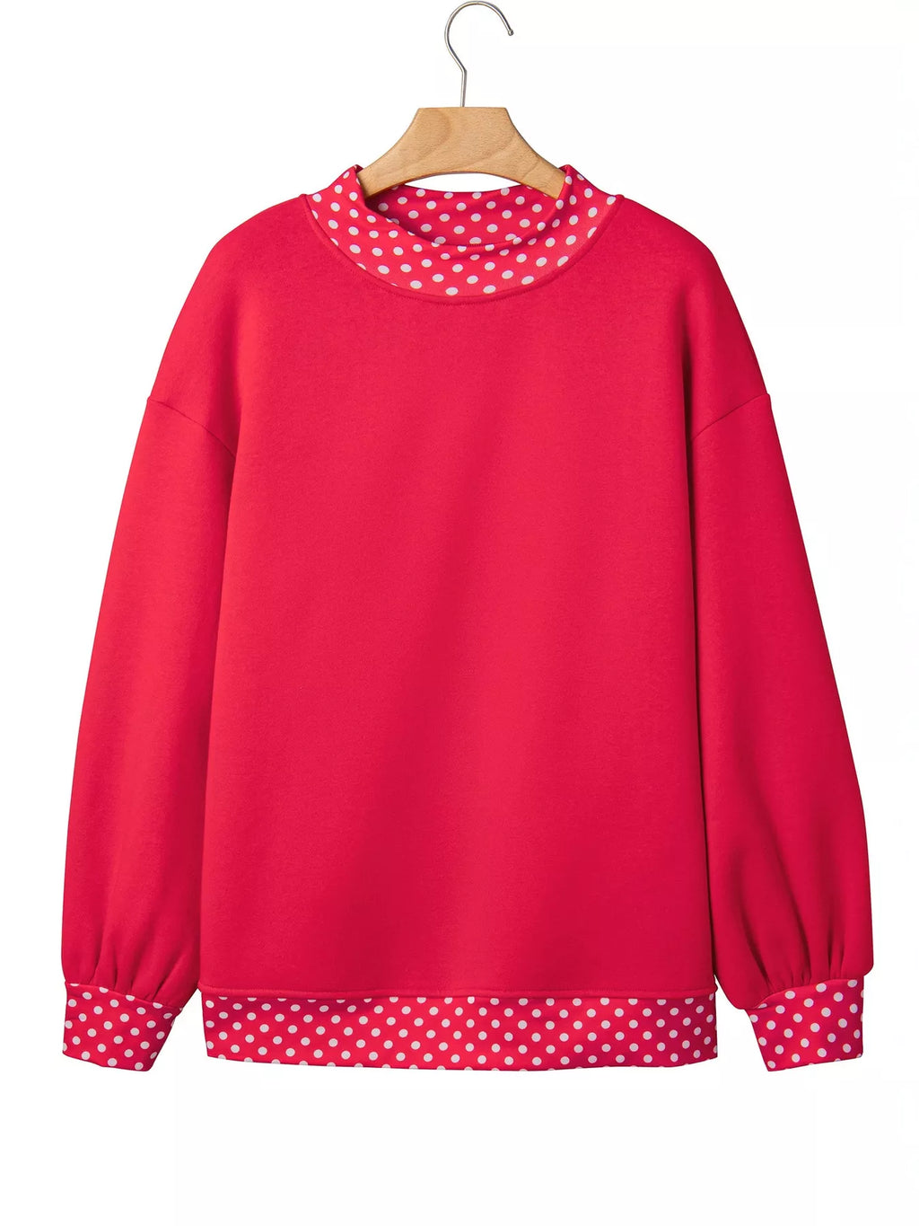 Polka Dot Trim Contrast Crew Neck Sweatshirt (9)