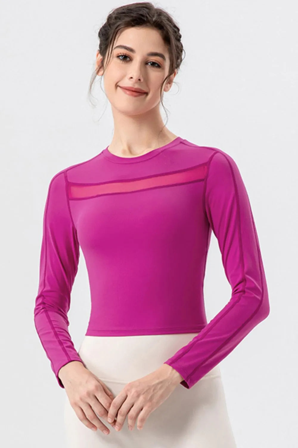 Round Neck Long Sleeve Active T-shirt (11)