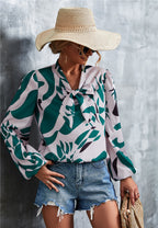 Printed Tie Neck Puff Sleeve Blouse (11)