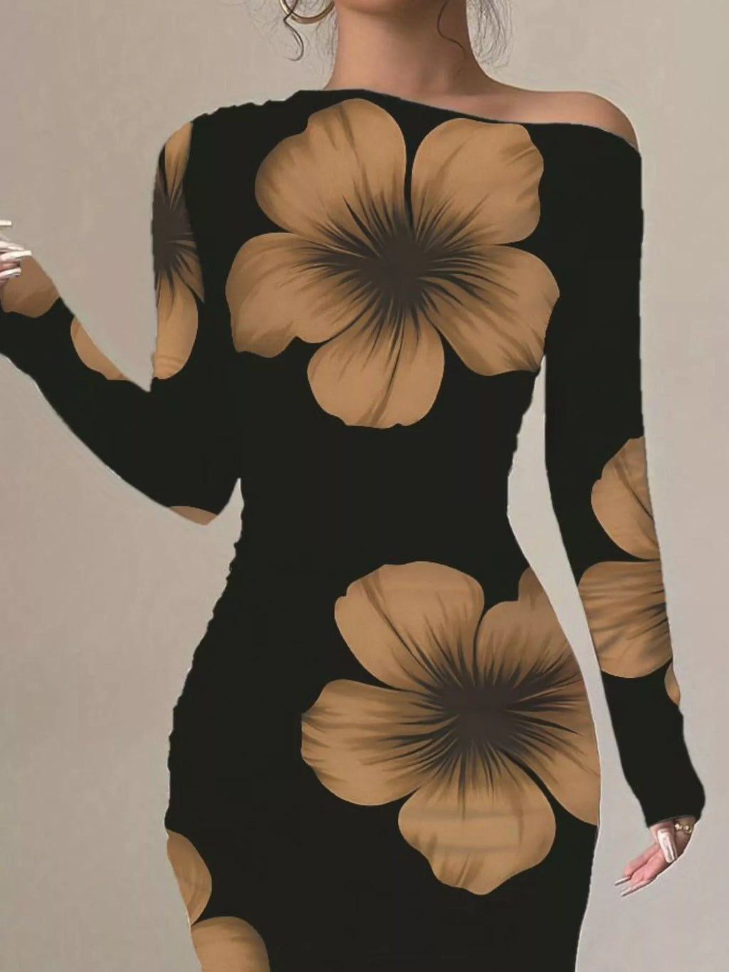 Floral Print One Shoulder Maxi Dress (12)