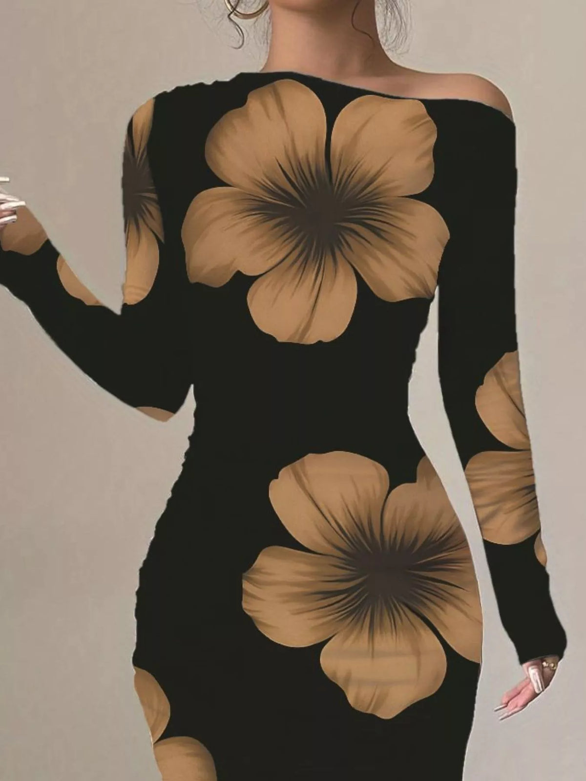 Floral Print One Shoulder Maxi Dress (12)