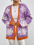 Contrast Dropped Shoulder Long Sleeve Cardigan (9)