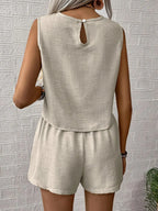 Round Neck Sleeveless Top Shorts Set (2)