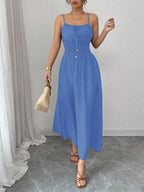 Smocked Spaghetti Strap Midi Dress (6)