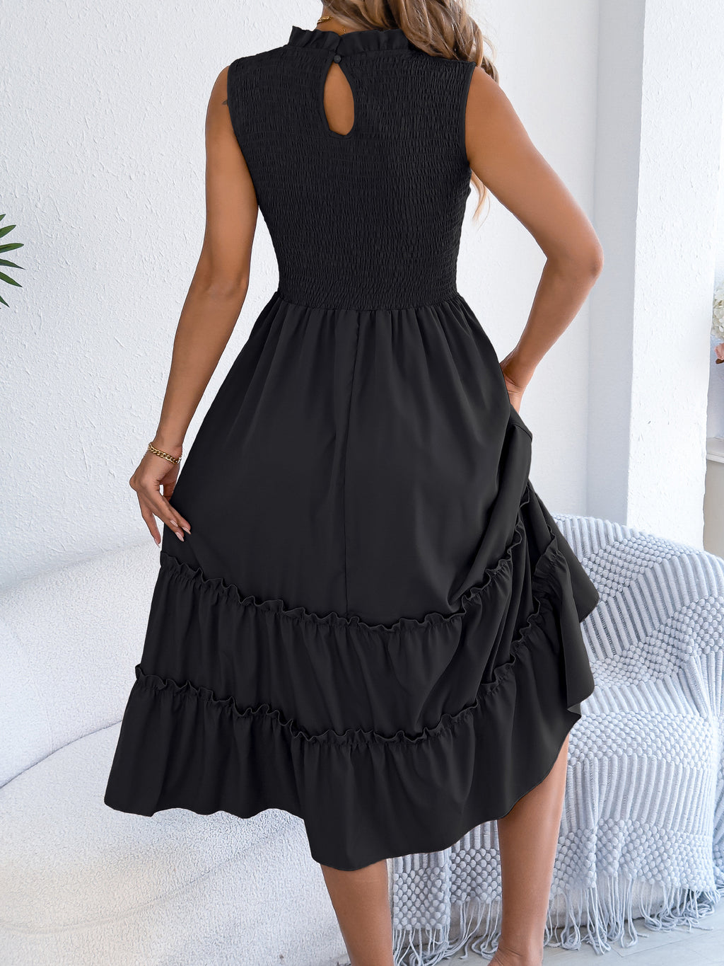 Smocked Sleeveless Tiered Dress (19)