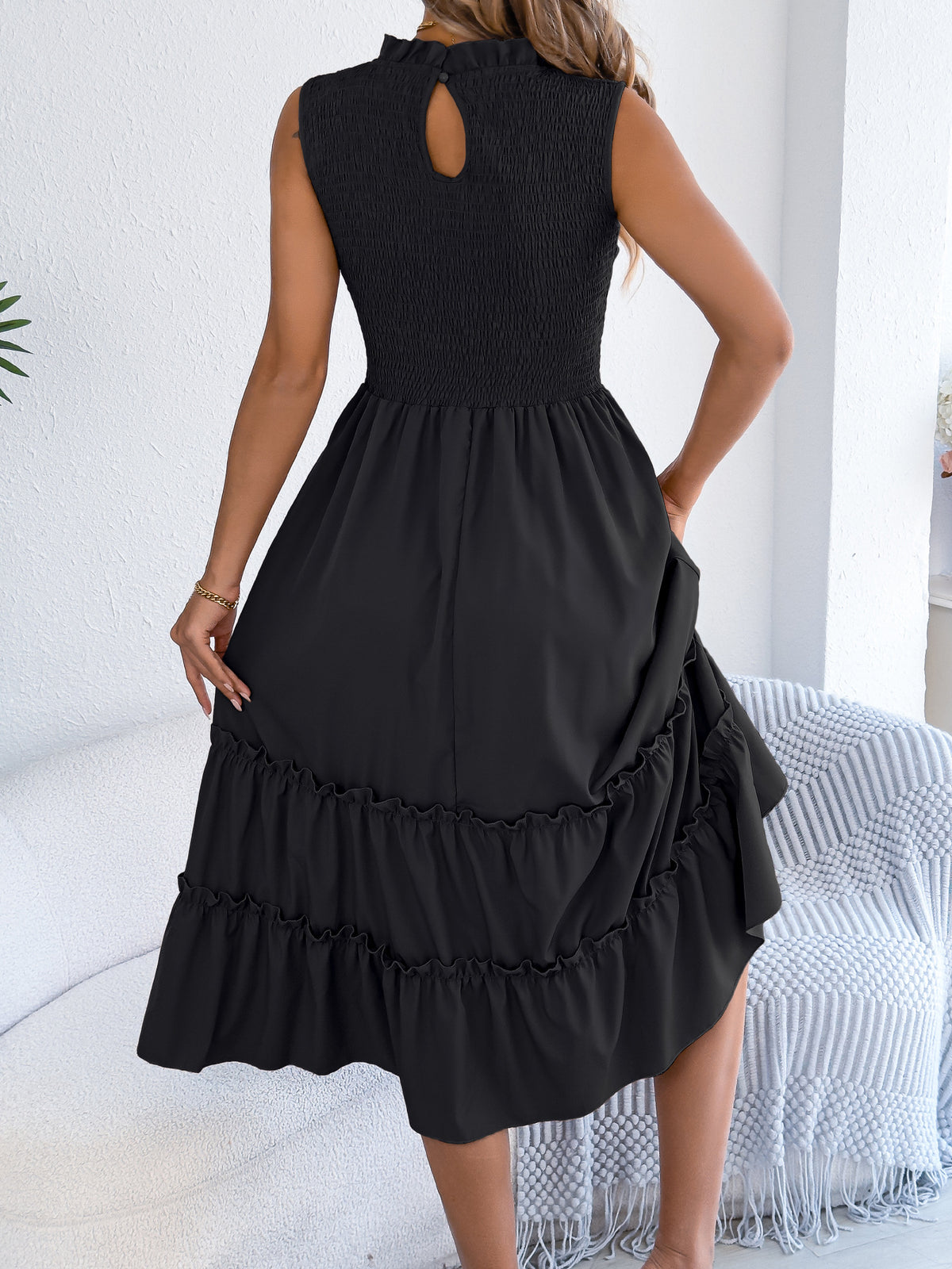 Smocked Sleeveless Tiered Dress (19)