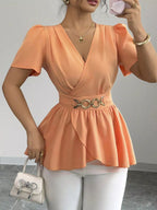 Surplice Short Sleeve Blouse (12)
