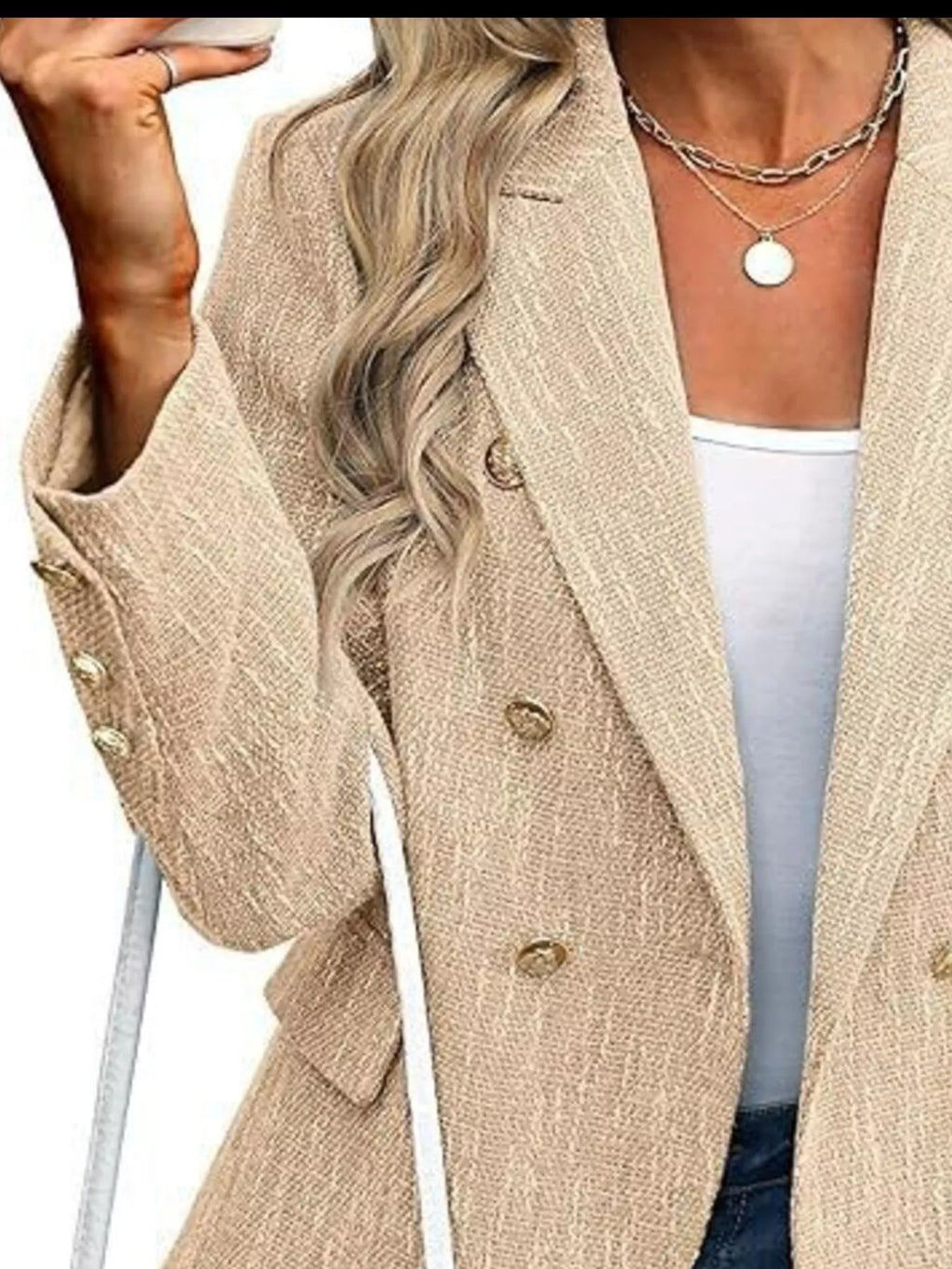 Double-breasted Lapel Collar Blazer (12)