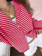 Striped Knit Button Up Cardigan (3)
