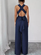 Sleeveless V-neck Wide-leg Jumpsuit O-ring Detail (5)