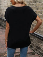 Heathered V-neck Short Sleeve T-shirt (13)