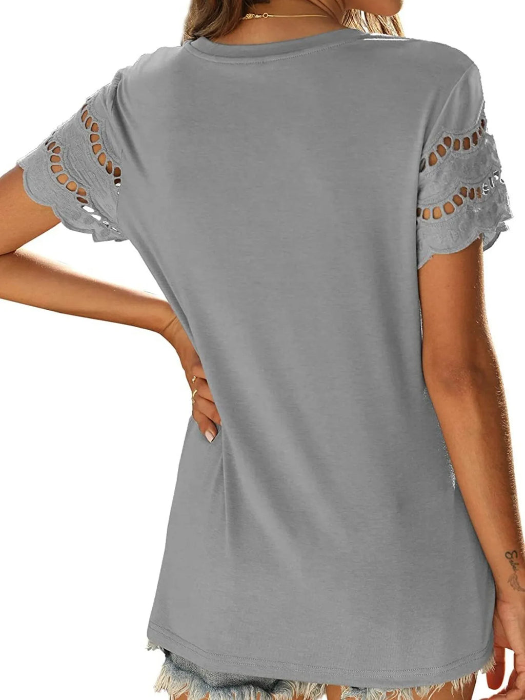 Round Neck Short Sleeve Casual T-shirt (4)