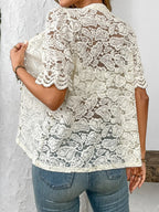 Button Down Half Sleeve Lace Shirt (2)
