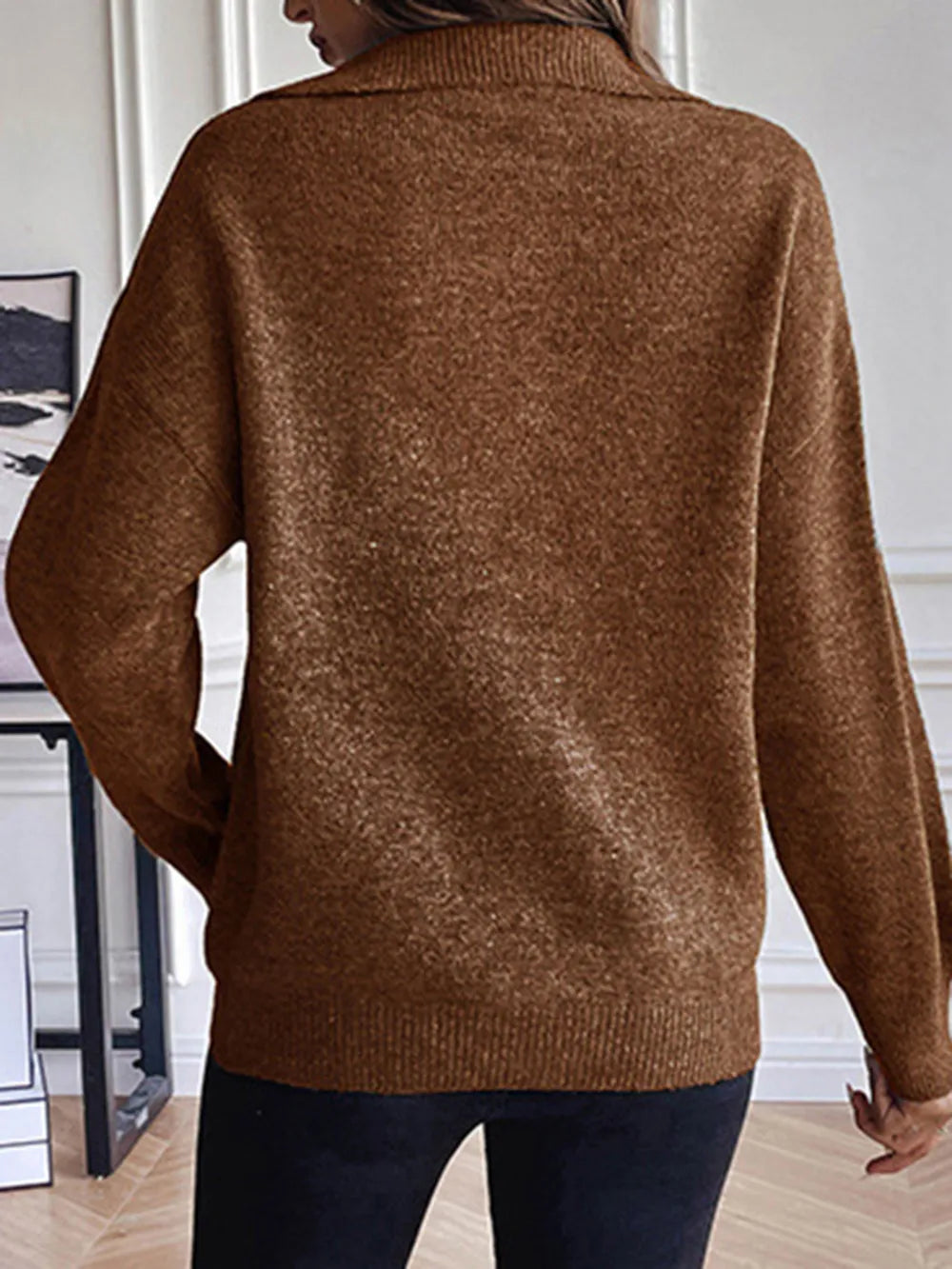 Half Zip Dropped Shoulder Sweater (12)