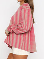 Striped Oversized Round Neck Sweatshirt (15)