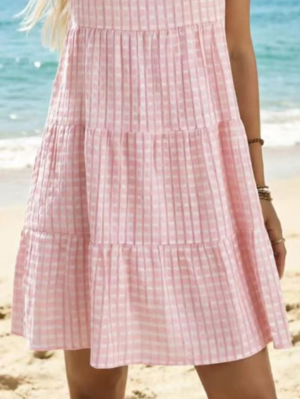 Textured Sleeveless Tiered Mini Dress (6)