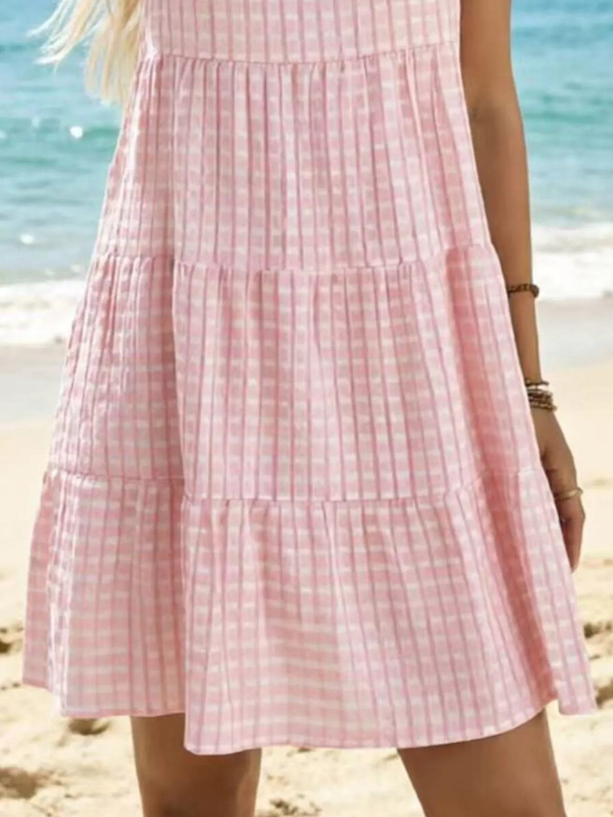 Textured Sleeveless Tiered Mini Dress (6)