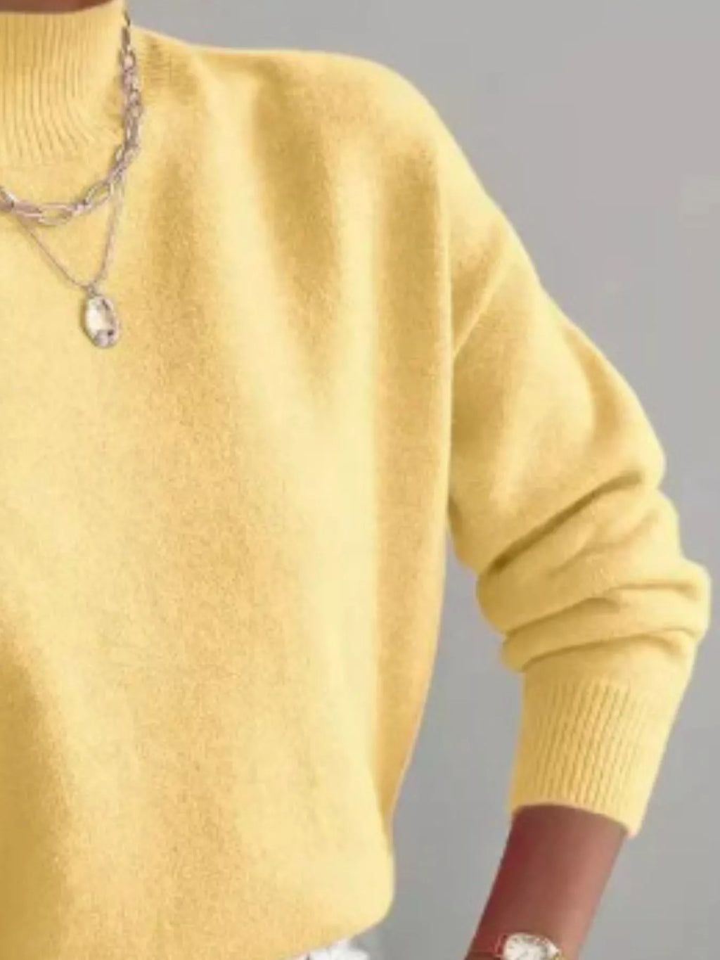 Mock Neck Dropped Shoulder Sweater (30)