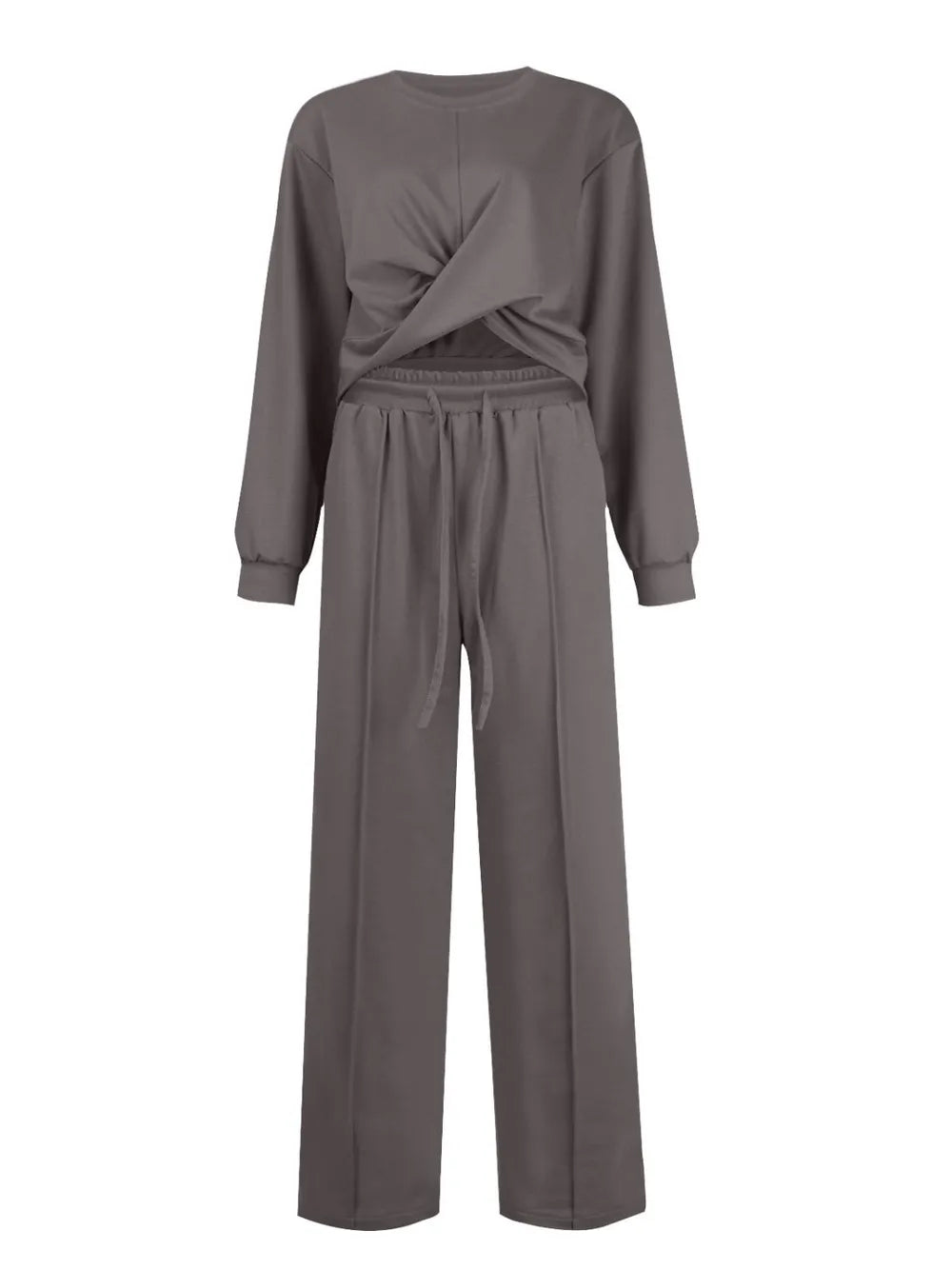 Crisscross Round Neck Top Drawstring Pants Set (15)