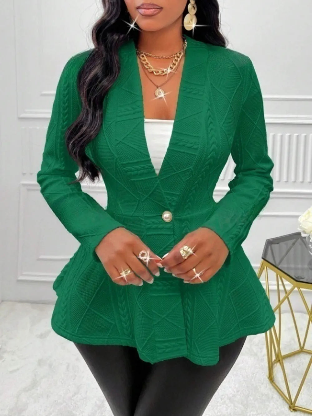 One Button Textured Peplum Cardigan (24)