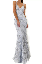 Full Size Sequin Tie Back V-neck Maxi Dress Plus
