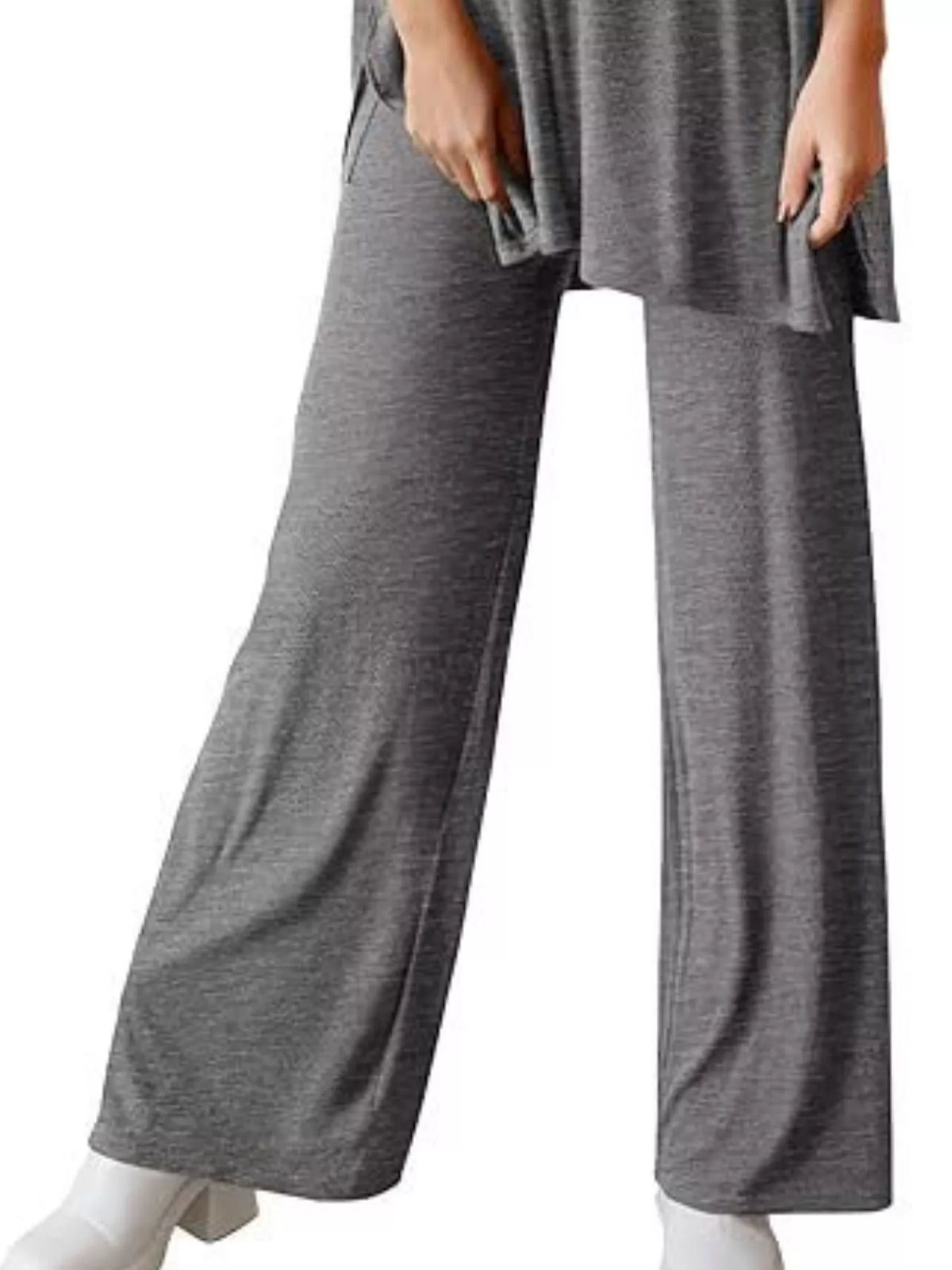 Slit Round Neck Top Pants Set (8)