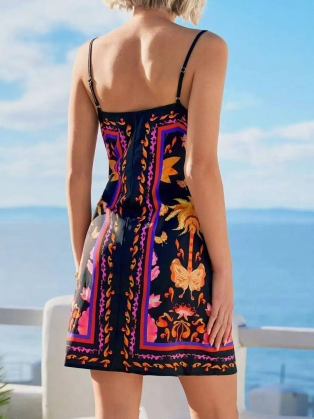 Floral Print Spaghetti Strap Wrap Mini Dress (20)