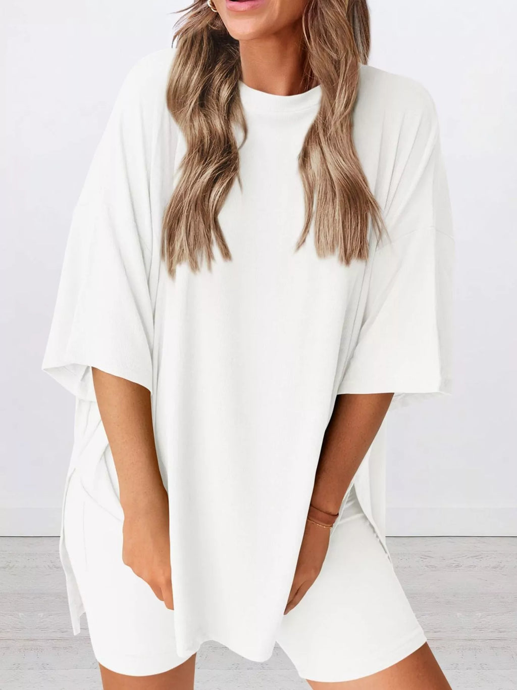 Full Size Half Sleeve T-shirt Shorts Set Plus (27)