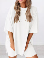 Full Size Half Sleeve T-shirt Shorts Set Plus (27)