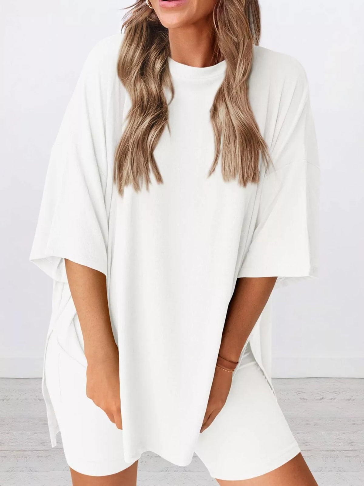 Full Size Half Sleeve T-shirt Shorts Set Plus (27)