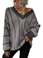V-neck Textured Knit Sweater (17)
