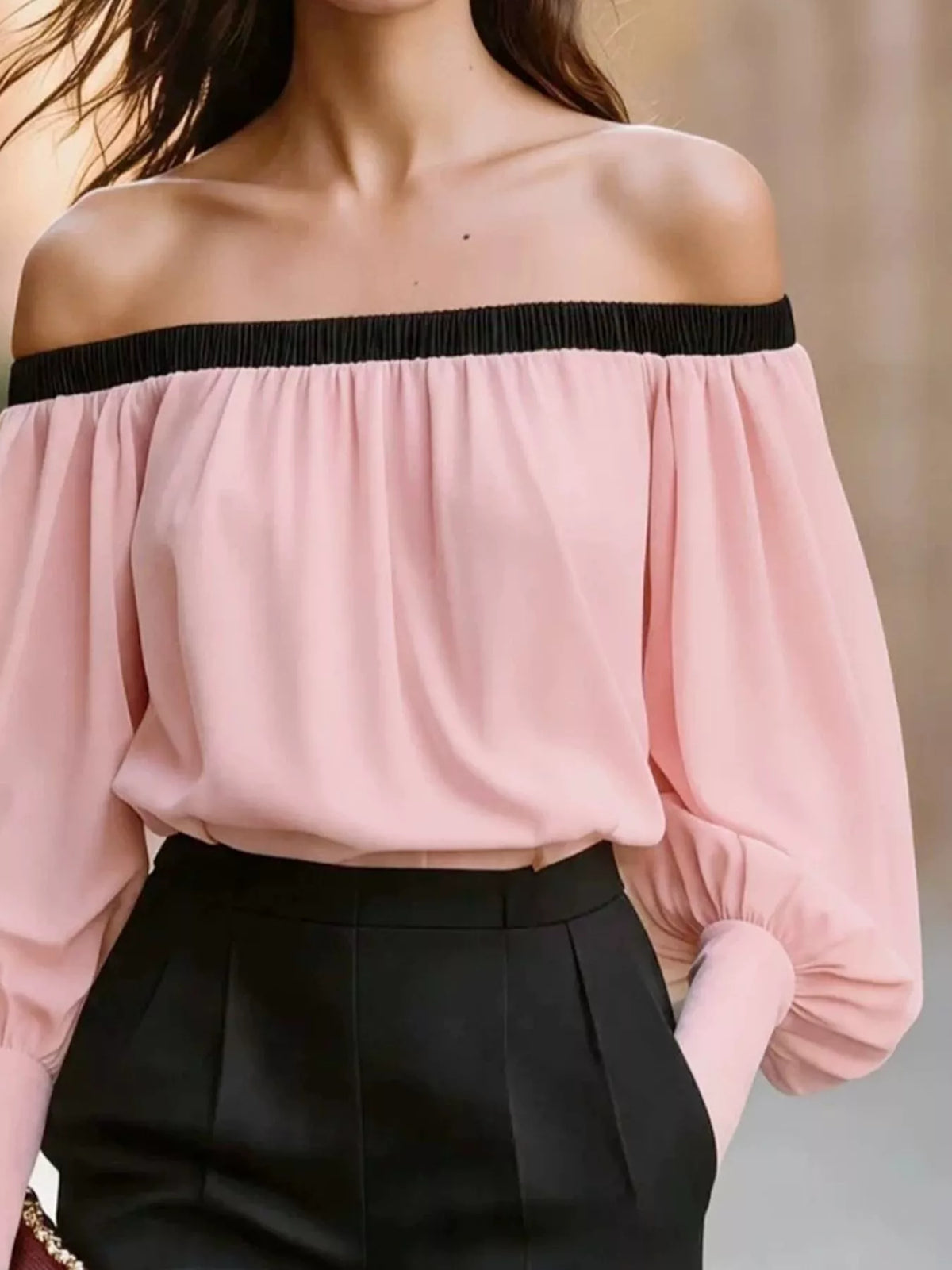 Off-shoulder Lantern Sleeve Blouse (9)
