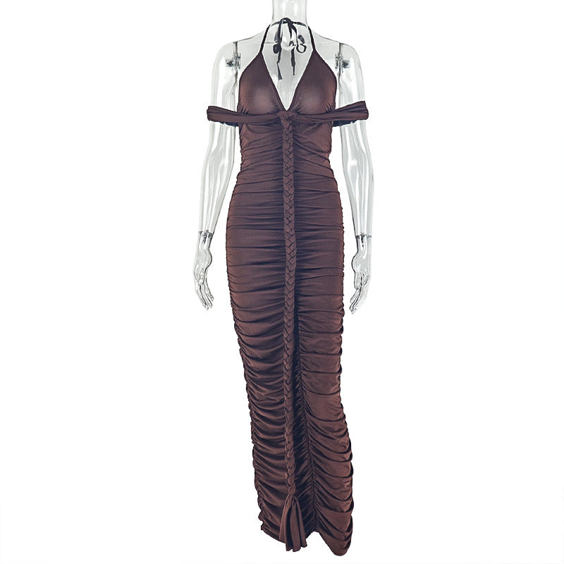 Halter Neck V-neck Long Dress variant CJLY278594101AZ|CJLY278594102BY|CJLY278594103CX