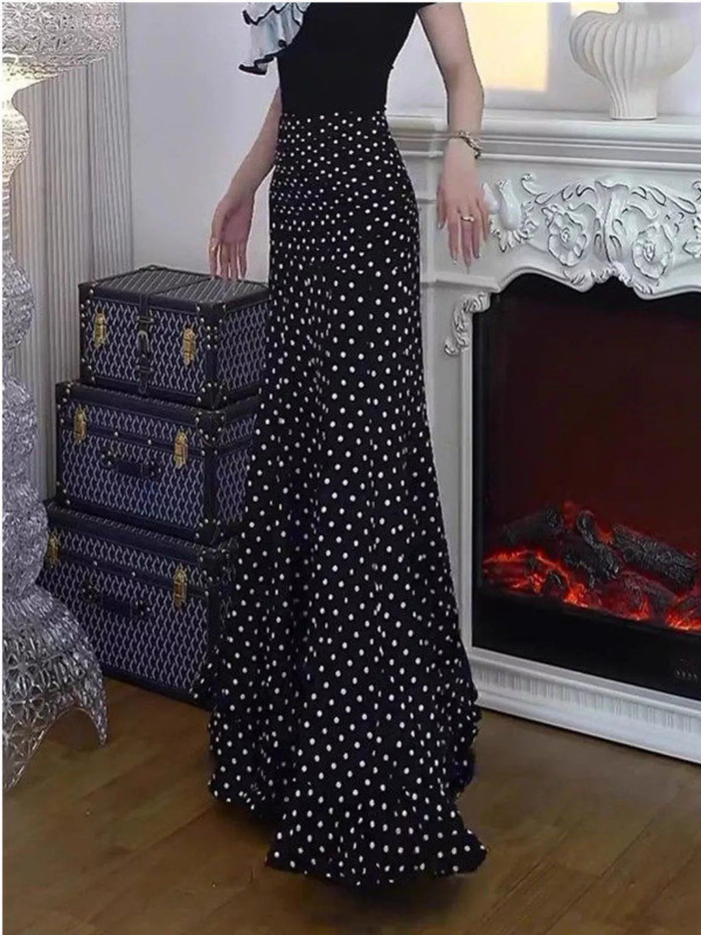 Polka Dot Mermaid Maxi Skirt (12)