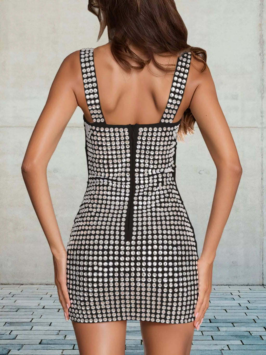 Rhinestone Embellished Bodycon Mini Dress (2)