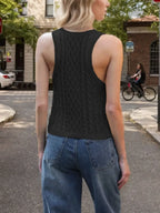 Cable-knit V-neck Knit Tank (12)