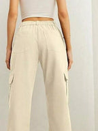 High-waisted Cargo Pants Drawstring Cuffs (2)