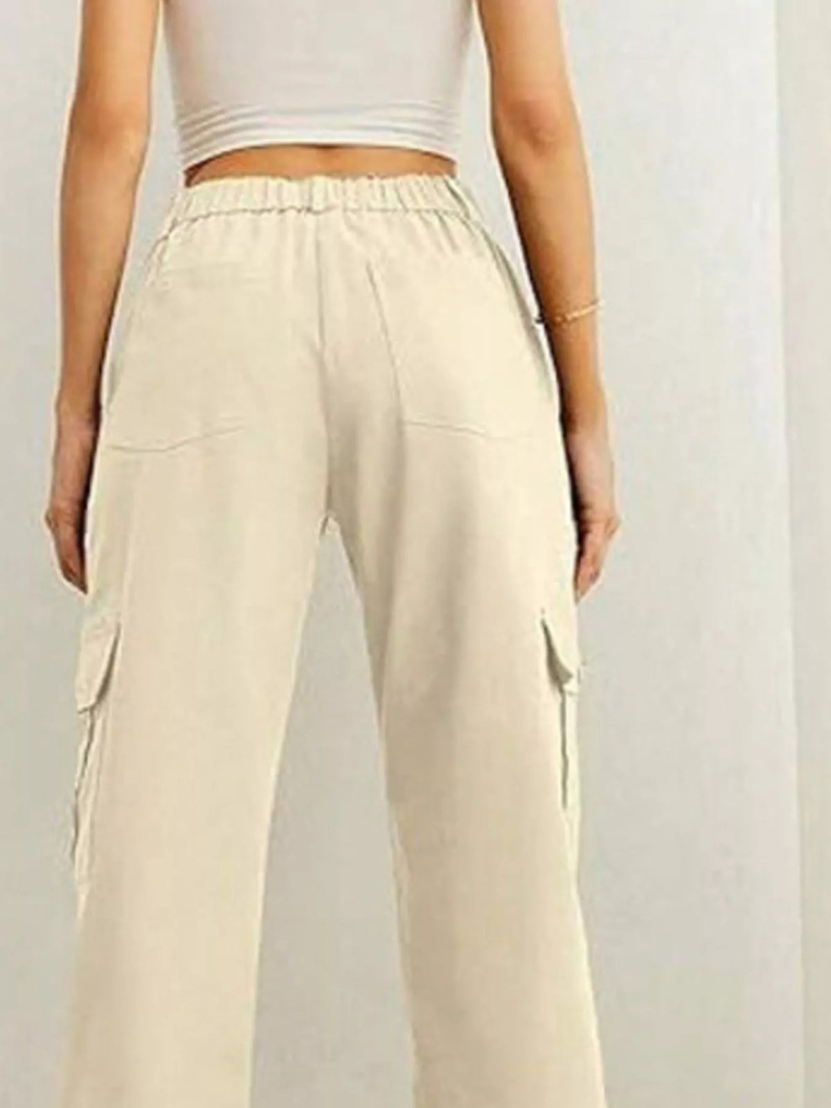 High-waisted Cargo Pants Drawstring Cuffs (2)